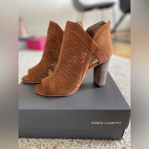 Vince Camuto Cranita Suede Peep Toe Booties